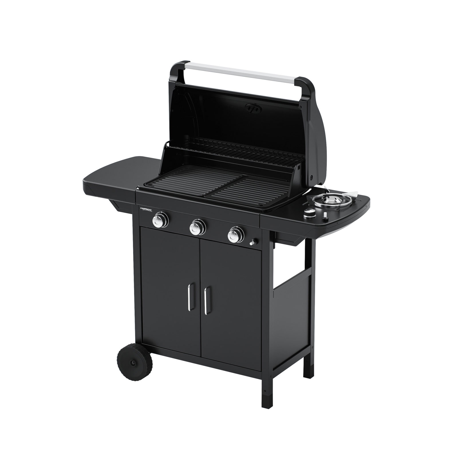 Campingaz Compact 3 EXS 9,6 kW 2181063 plynový gril 3 hořáky + vařič, s dvířky černý