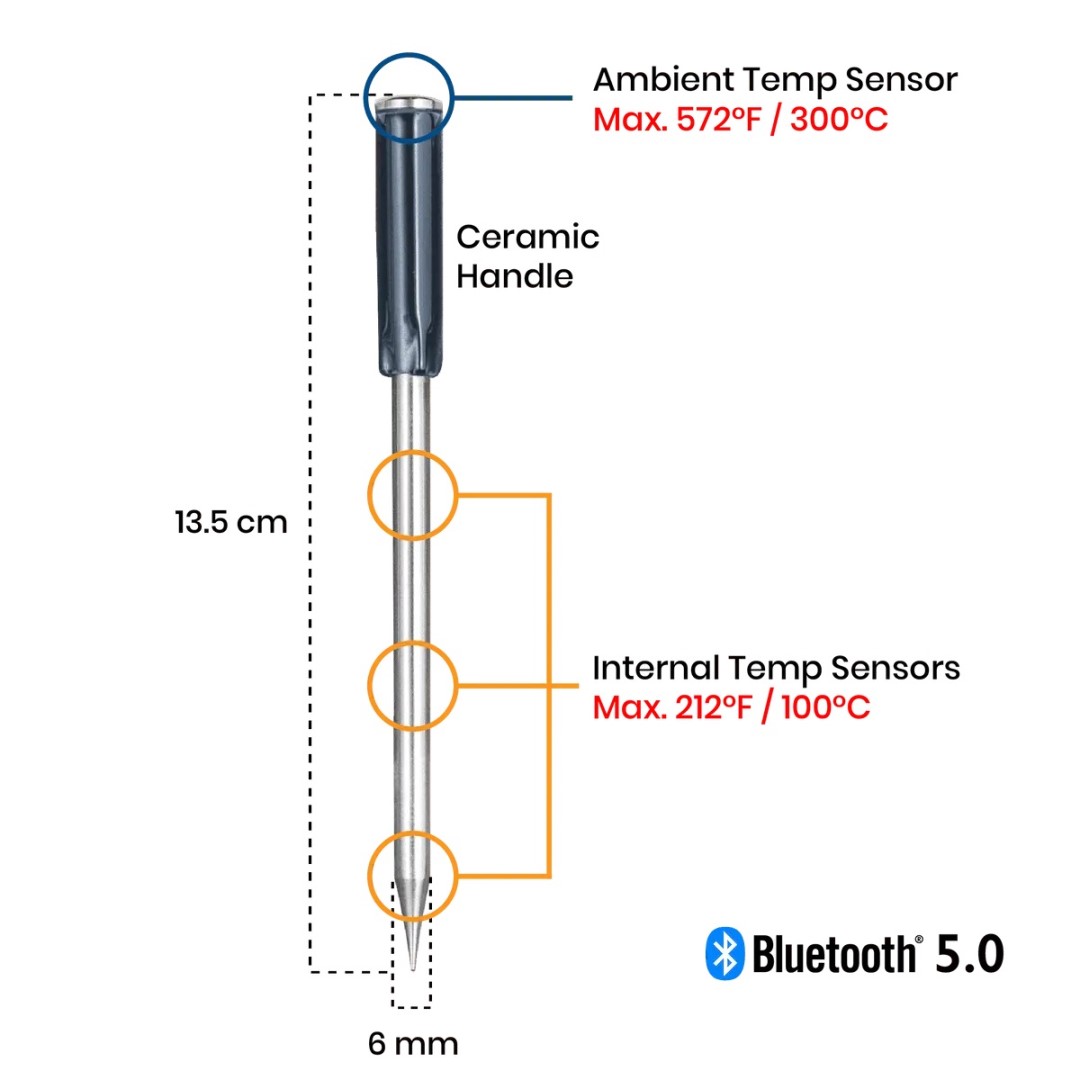 Bezdrátový teploměr 4, Bluetooth 50 m MeatStick PM871