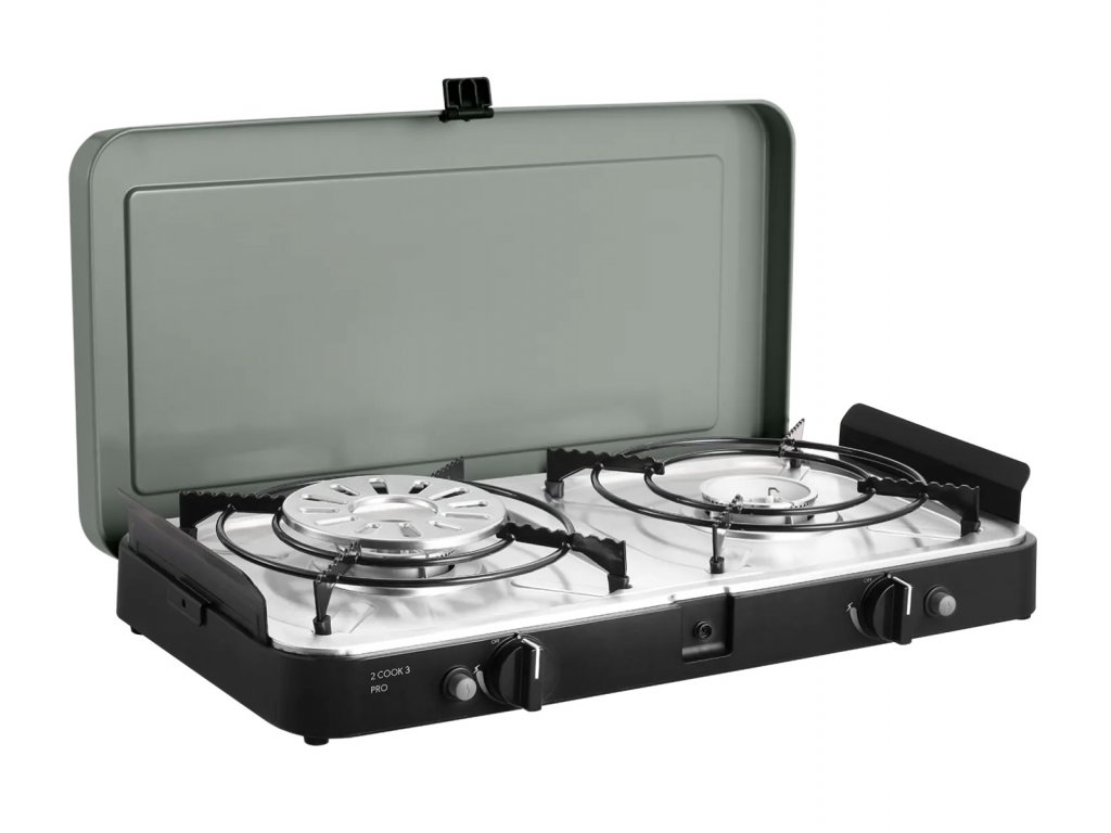 Cadac 2-Cook 3 PRO Deluxe plynový vařič s grilem, víko, piezzo 203P1-20-EU