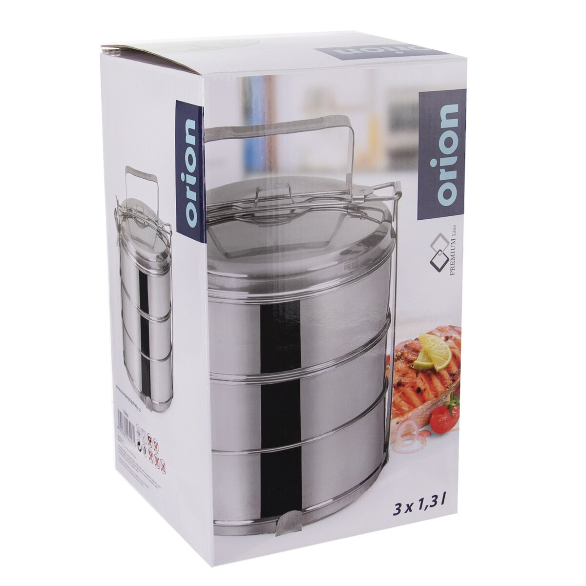 Orion Jídlonosič nerez + víka 3 x 1,3 l, 16 cm, 120964, 3-patrový