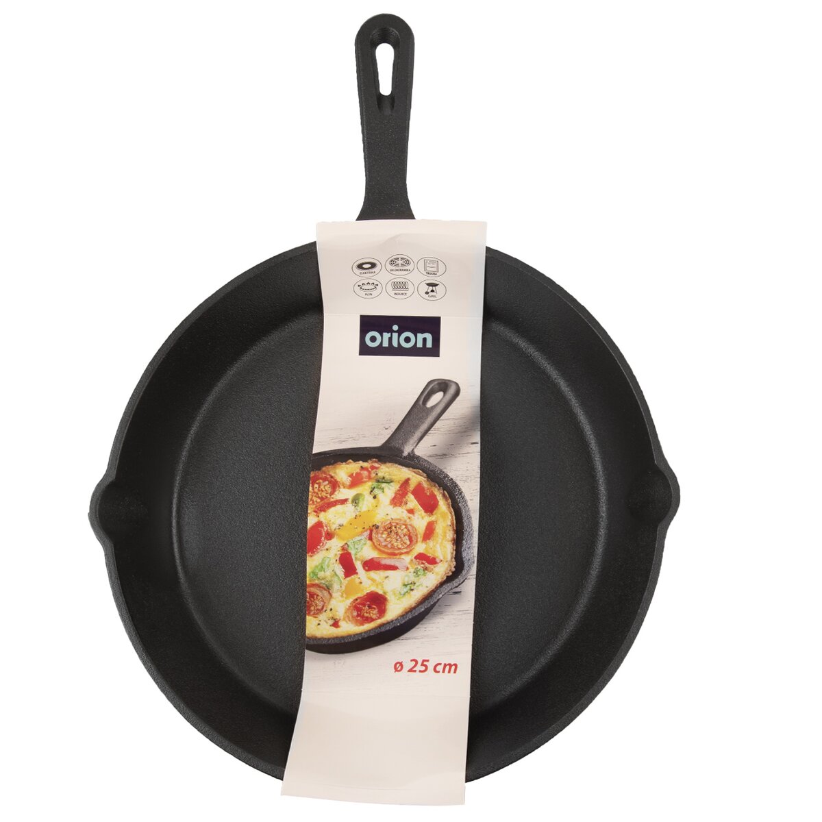 Orion Pánev Litina 25 cm 112975 s madlem, hladké dno
