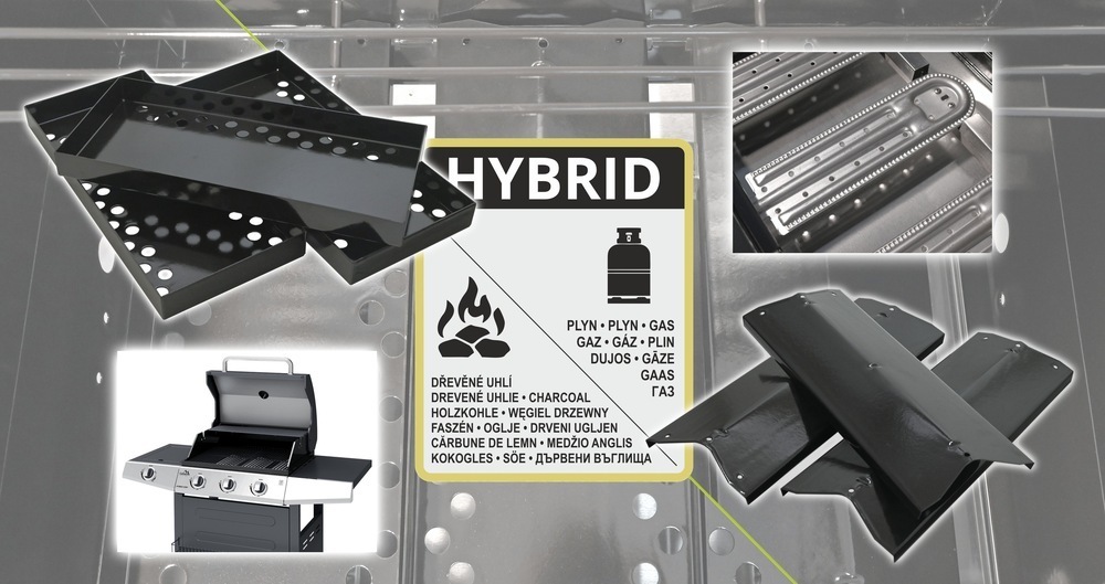 Cattara Gril HYBRID CORE plyn/dřevěné uhlí 13037, 3 hořáky + vařič 13,7 kW