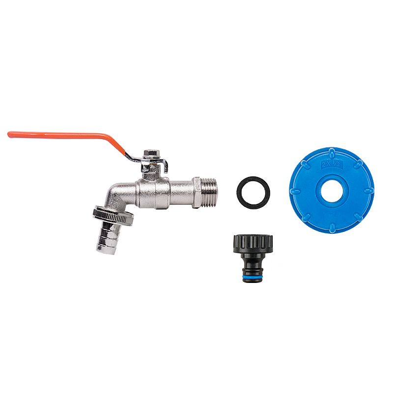 IBC ventil zahradní, matice S60x6 + kohout 1/2" + 3/4" GZ výpusť + 1/2" hadicová zátka a vsuvka TSM