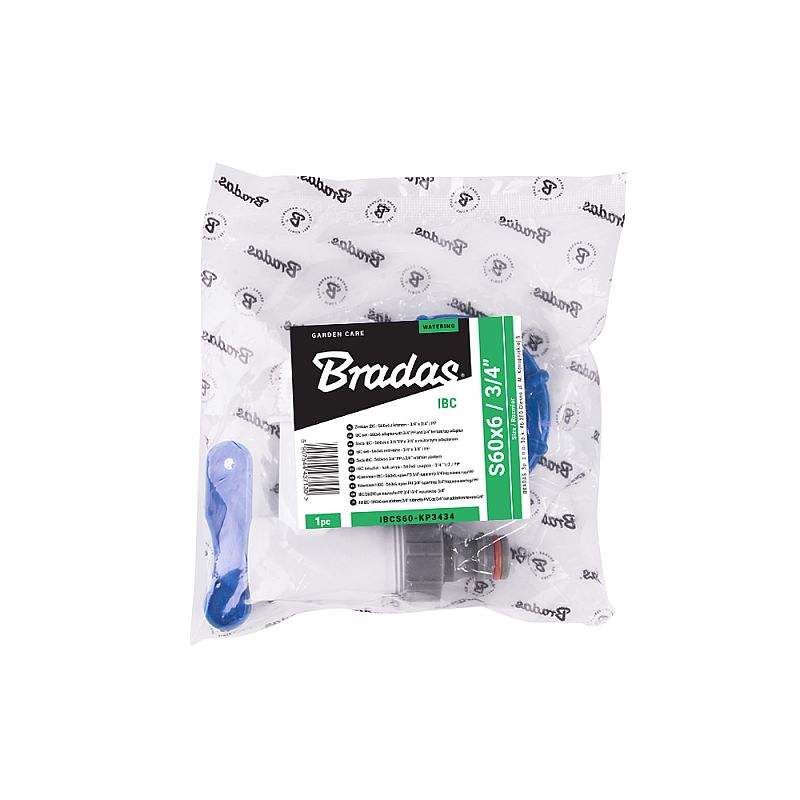 IBC ventil zahradní, modrá matice S60x6 + kohout 3/4" + výpusť 3/4" TSM