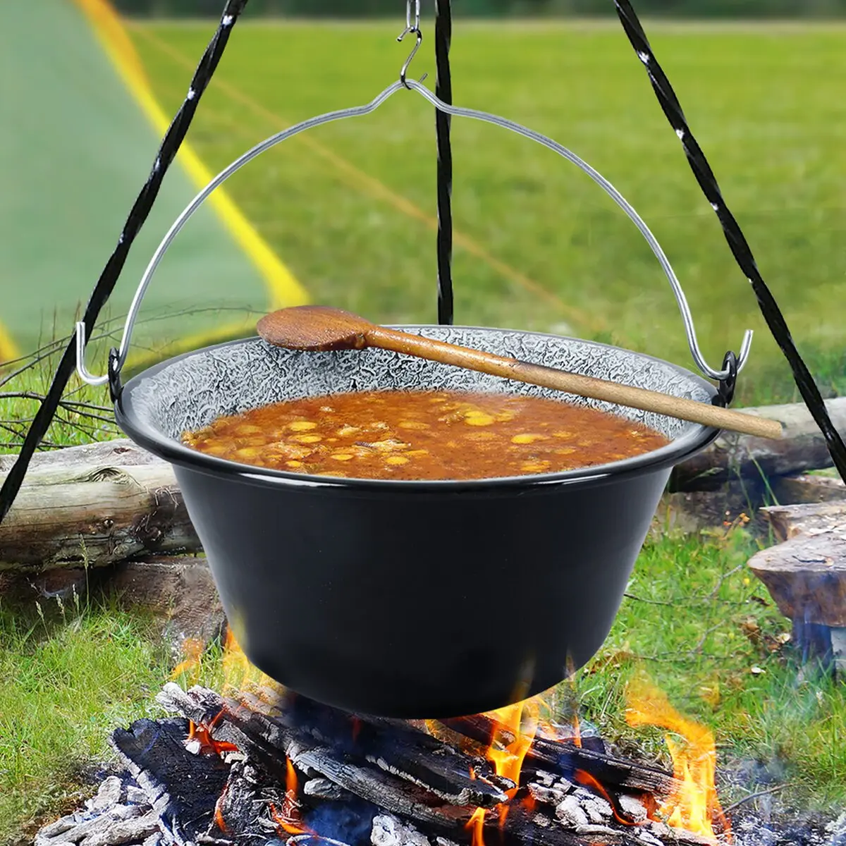 Orion Smaltovaný kotlík 9,5 l 111070, černý s ouškem pro zavěšení