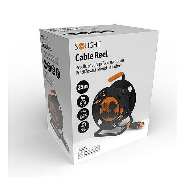 Solight Buben prodlužovací venkovní IP44 3x 1,5mm2 4Z, 25m kabel SPB33 TSM Orange