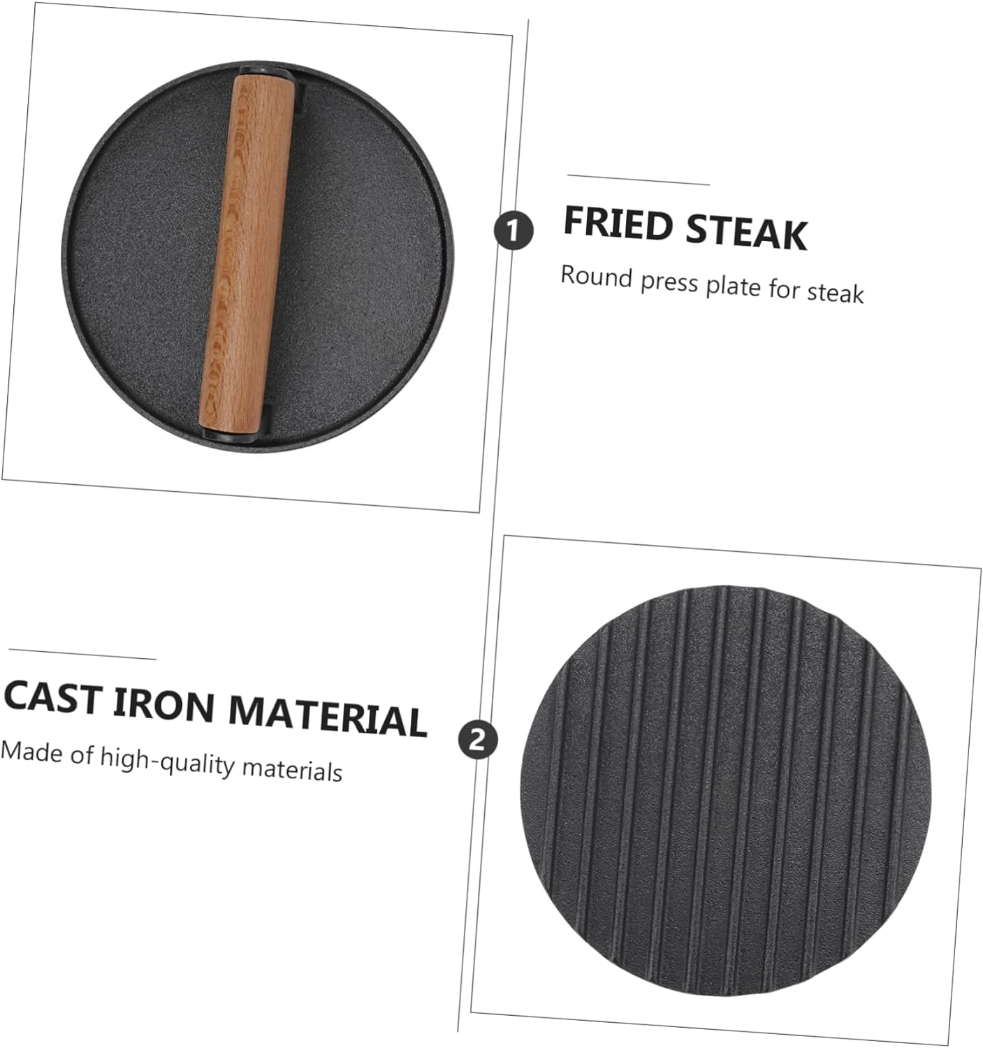 UG Grill Lis na hamburgery, 17 cm steak press DP-5953, litinový, dřevěné madlo 
