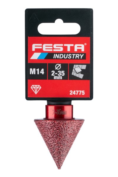 Korunka diamantová brusná Festa INDUSTRY kužel 2-35mm M14, 24775 červená