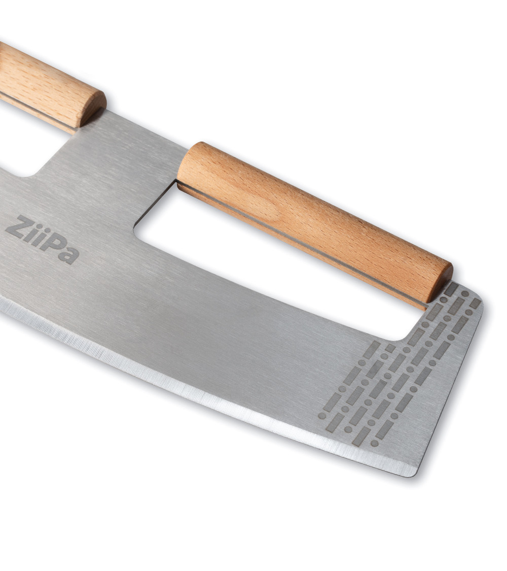 Ziipa Pizza kolébkový kráječ 32 cm Pozzello, 22-009 nerez+dřevo
