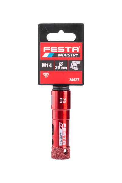 Festa korunka 20 mm M14 vykružovací diamantová 24627 M14 Industry, červená Profi