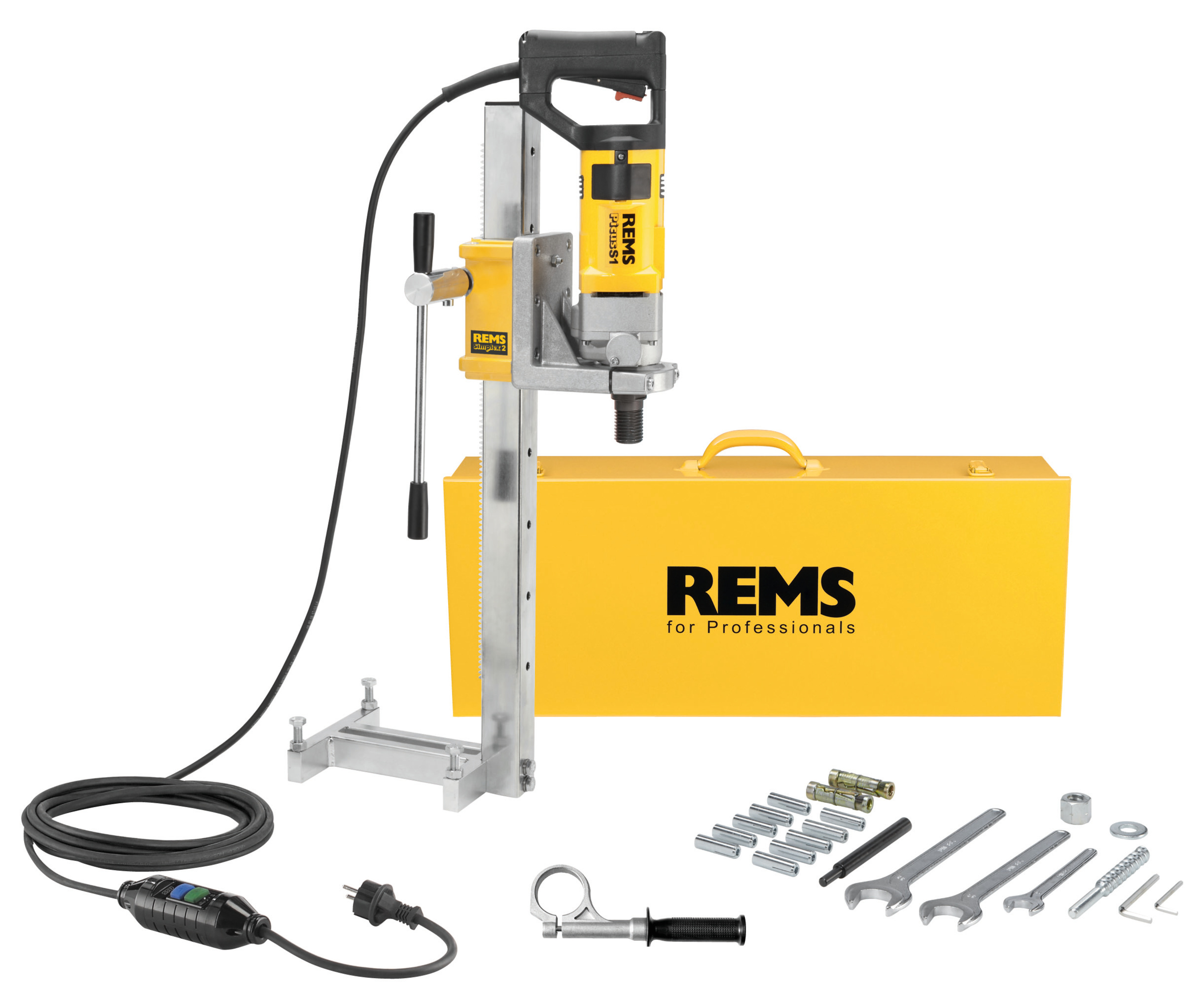 REMS Jádrová vrtačka Picus S1 180032, Set Simplex 2 se stojanem, mokré-suché vrtání do prům. 162 mm