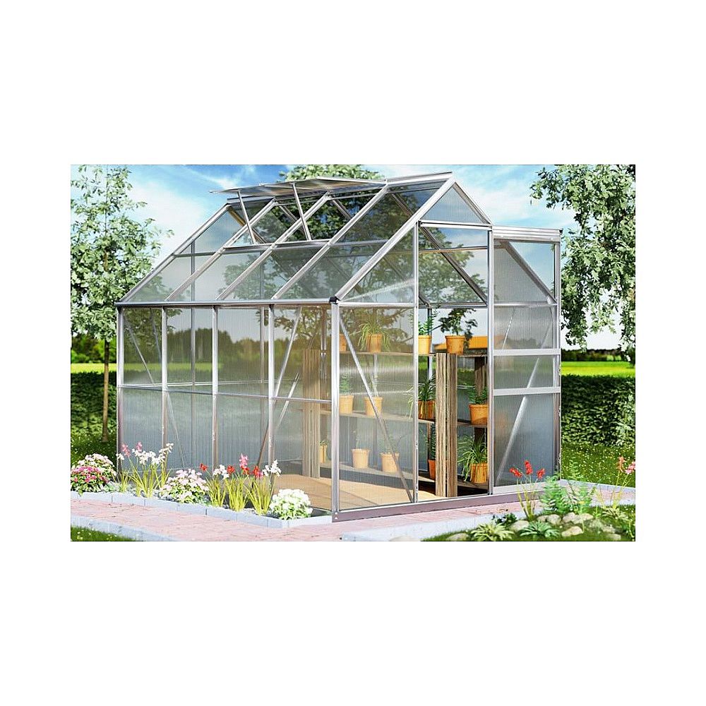 Polykarbonátový skleník 250x190x195 cm, PC 6 mm, Strend Pro Greenhouse 2172592, Alu + základna