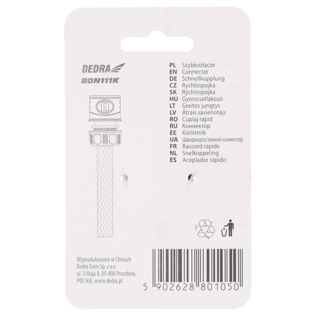 Dedra Rychlospojka 1/2" SOFT 80N111K na zahradní hadici, ABS a PP plast