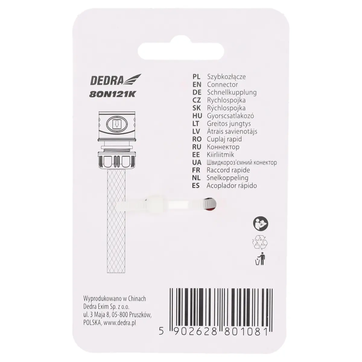 Dedra Rychlospojka 3/4" SOFT 80N121K na zahradní hadici, ABS a PP plast