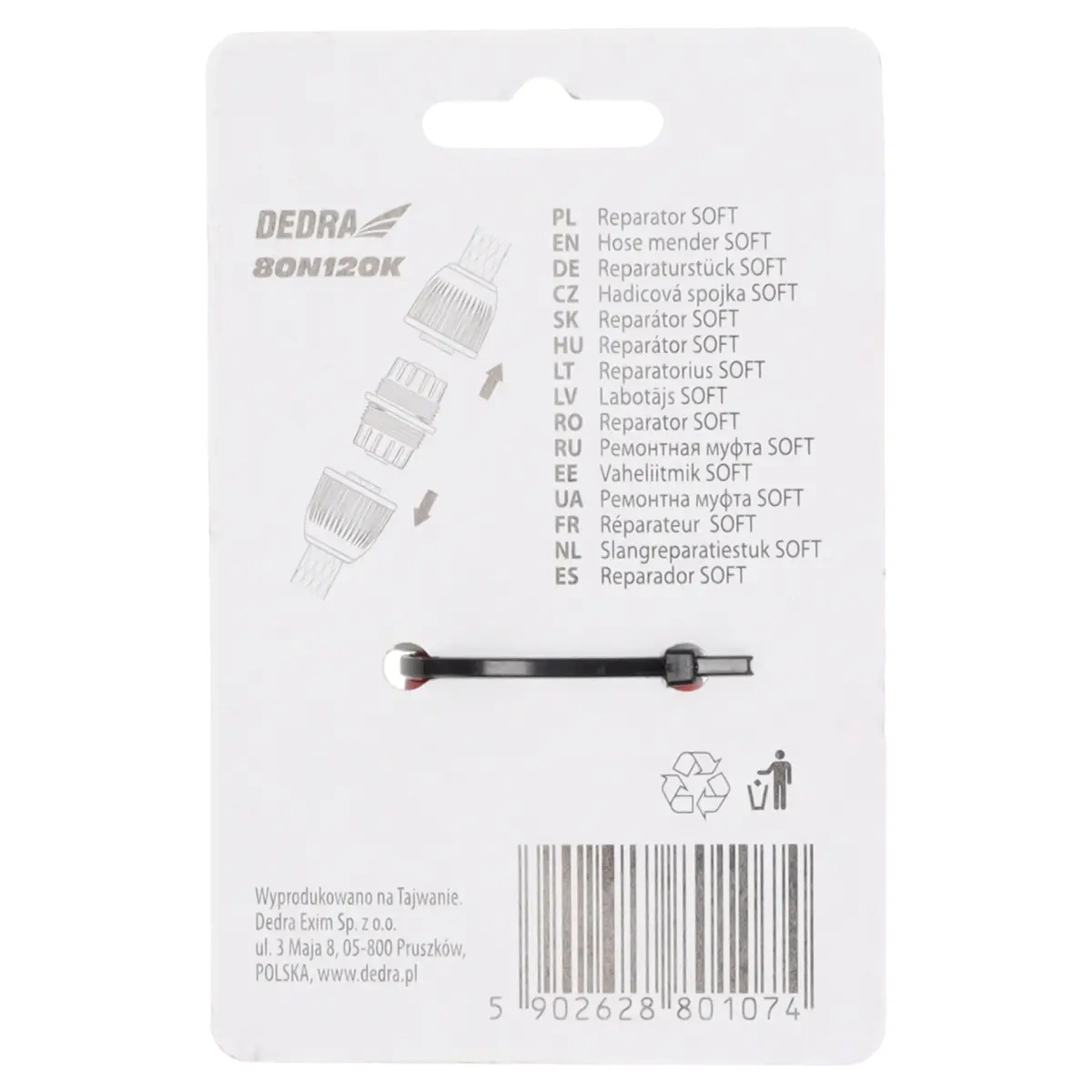 Dedra Hadicová spojka 3/4" SOFT, 80N120K, ABS, PP plast na zahradní hadici - blistr, Taiwan