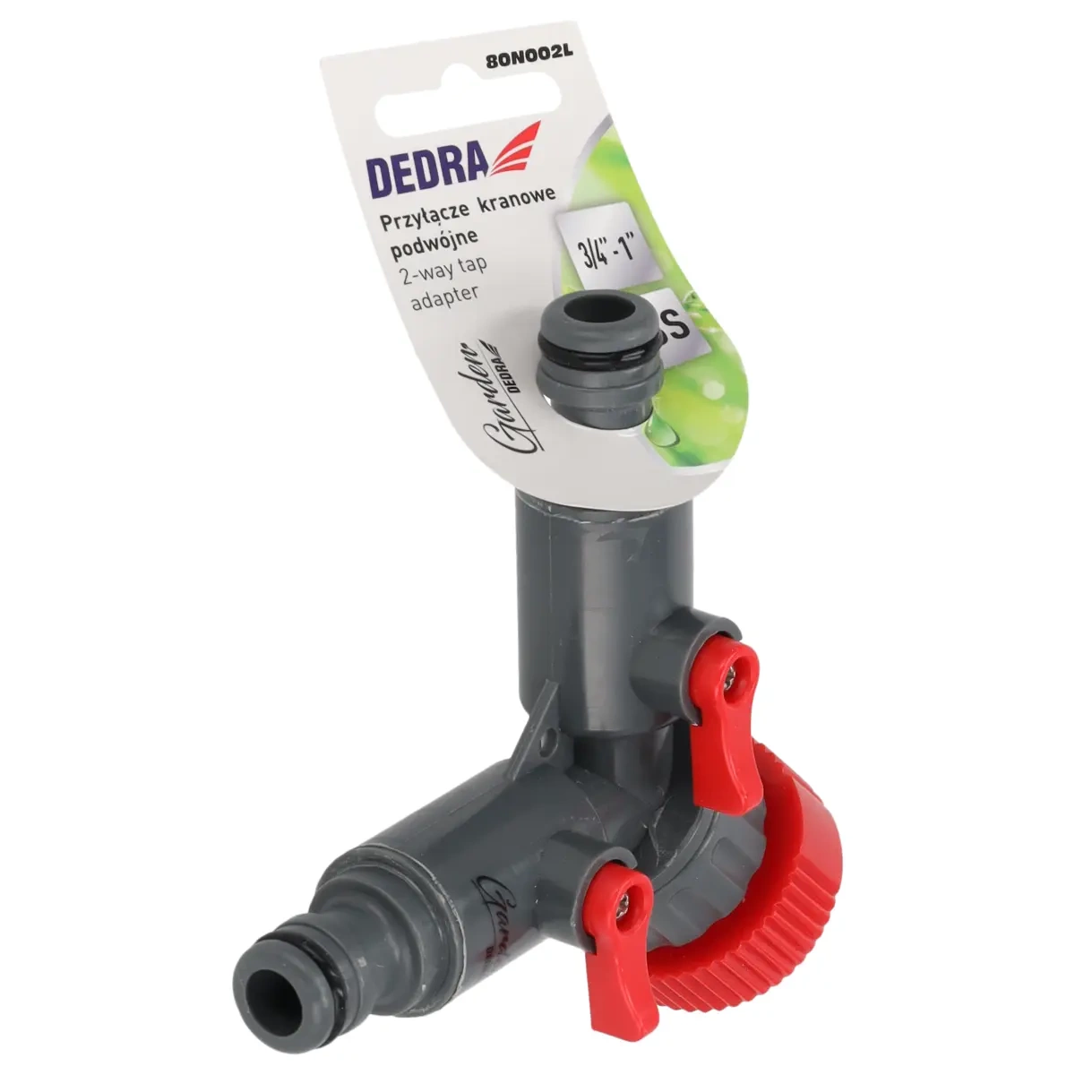 Dedra Dvojitá přípojka na vodovodní kohoutek 3/4"-1" 80N002L s uzávěry, ABS a PP plast