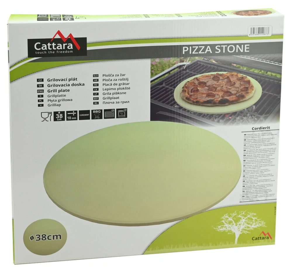 Cattara plát, kámen kulatý PIZZA 38cm, 10mm 14087, do trouby, grilu Kordierit
