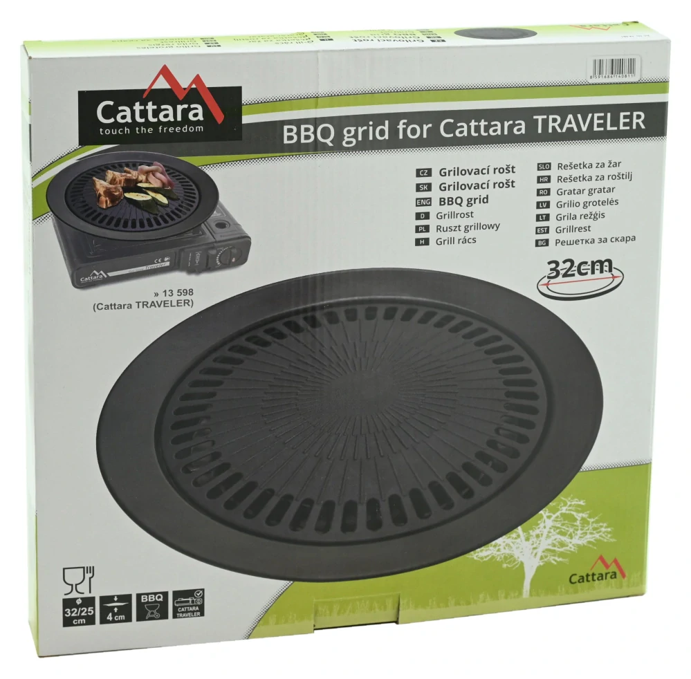 Cattara Grilovací rošt 25/32 cm k přenosnému vařiči Traveler, 14081 + rukojeť