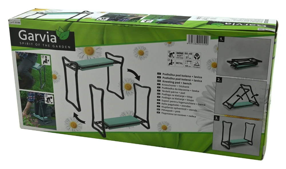 Garvia Lavice + klekátko zahradní 60x27x49cm, 22250 skládací s pěnovkou