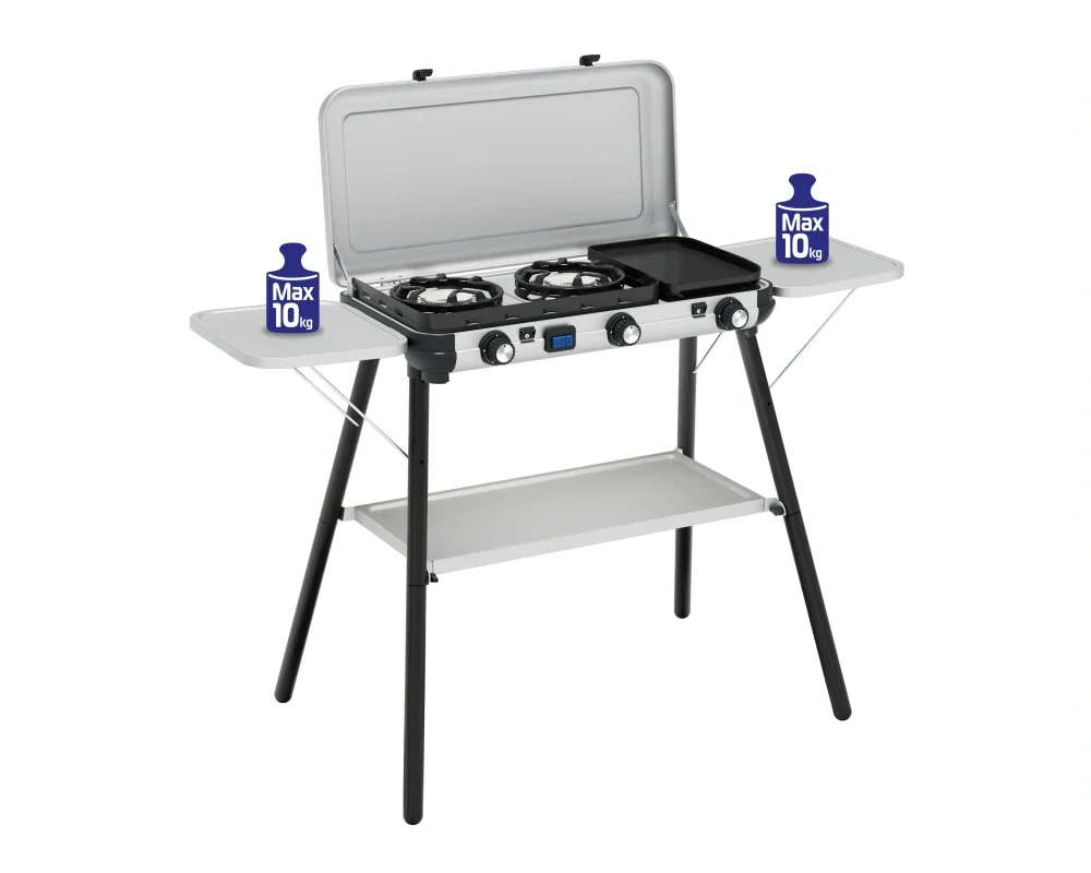Campingaz CK2 Multi-Cook Plus plynový vařič + gril, 2213260, 3 hořáky 4,5 kW, stojan