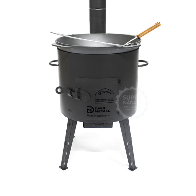 Davr Uzbecká kotlina 40 cm pro kotlíky 12 l s komínem, popelník, plech 2 mm