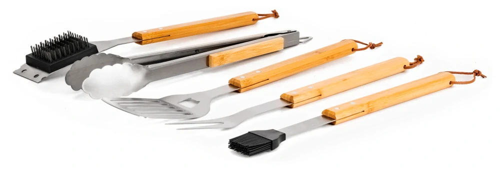 G21 čistící kartáč na grilovací rošt 6354005, s dřevěnou rukojetí a škrabkou, 45 cm