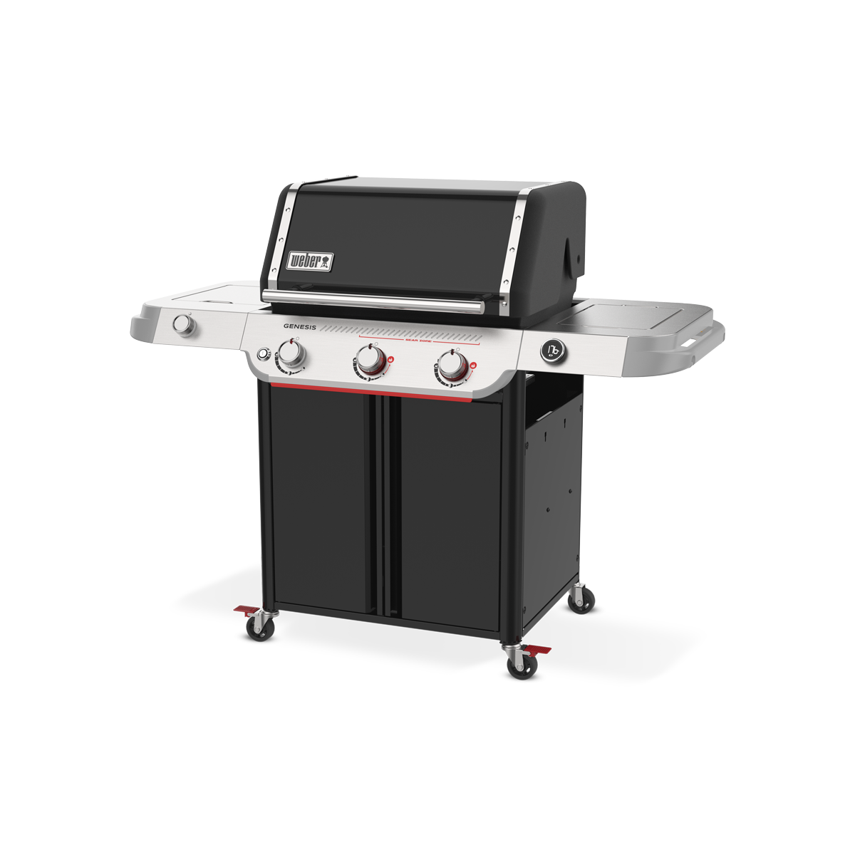 Weber Plynový gril Genesis E-335 W, 1501376, 17,9kW, 3 hořáky + vařič, Sear Zone, teploměr, černý