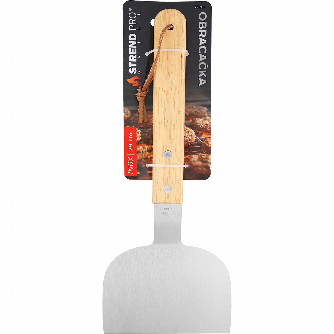 Strend Pro obraceč Grill 29cm, dřevěná rukojeť 2213011, na burgery, krátký