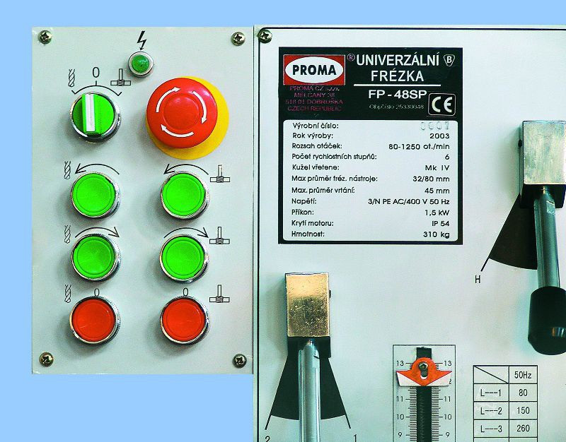 Proma FP-48SP Univerzální frézka 1500W, 400V, zdvih vřetene 130 mm, 25330048