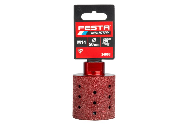 Korunka diamantová brusná Festa Industry 50 mm M14, 24663.01 červená, válcová