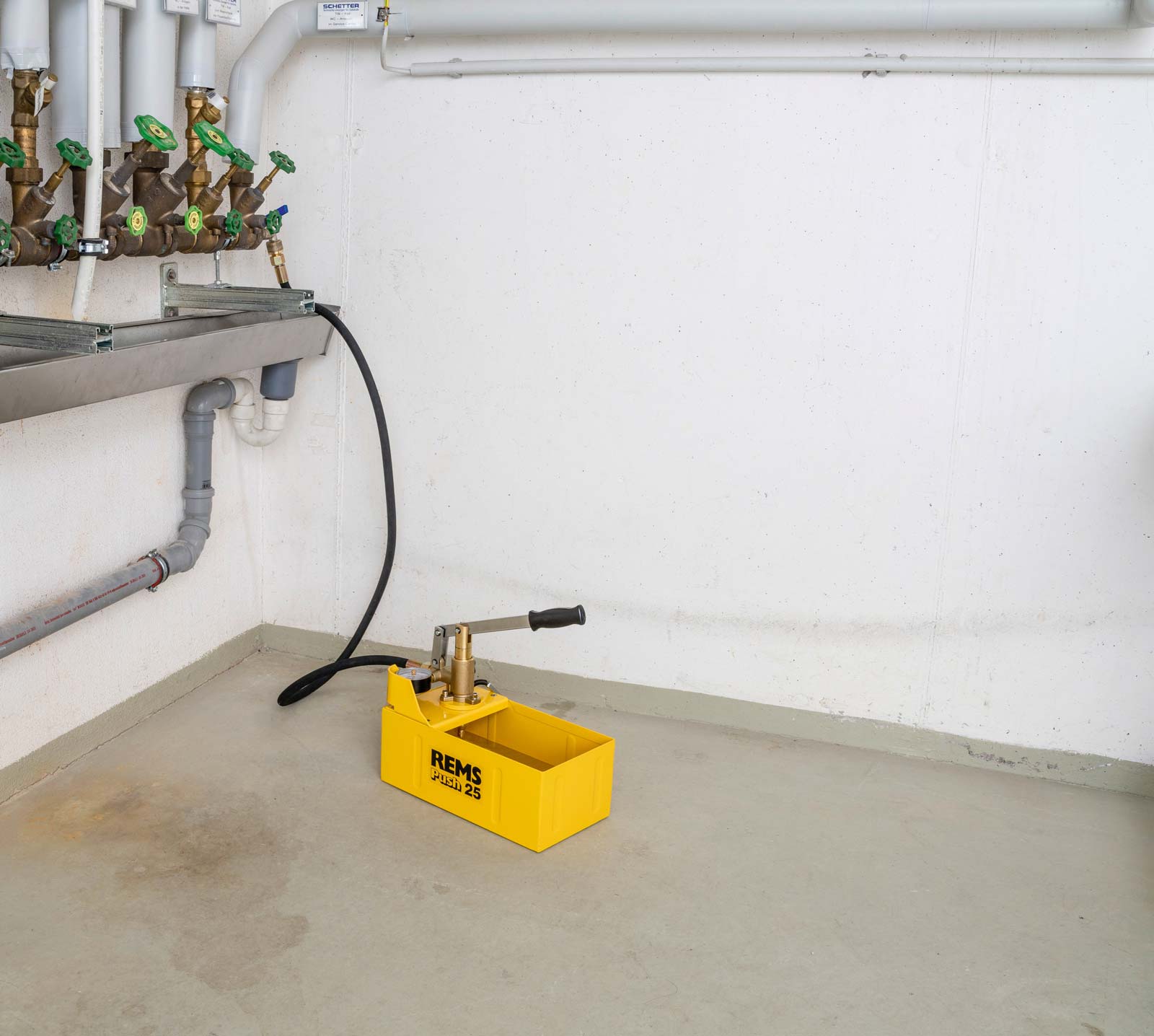 REMS Push 25 bar, 9 l zkušební tlaková pumpa 115002, ruční - žlutá