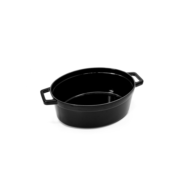 Noral Litinový oválný hrnec 30 cm, černý, smaltovaný 66667011 s poklicí