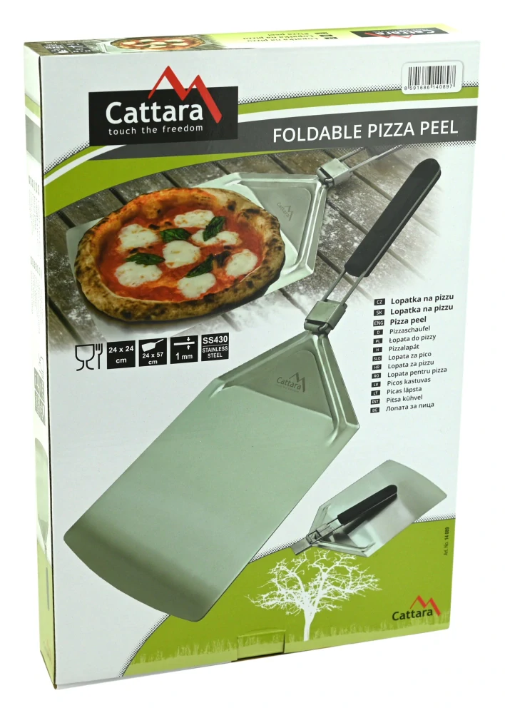 Cattara lopata na pizzu skládací 24 x 36cm, 14089 obdelníková, nerezová
