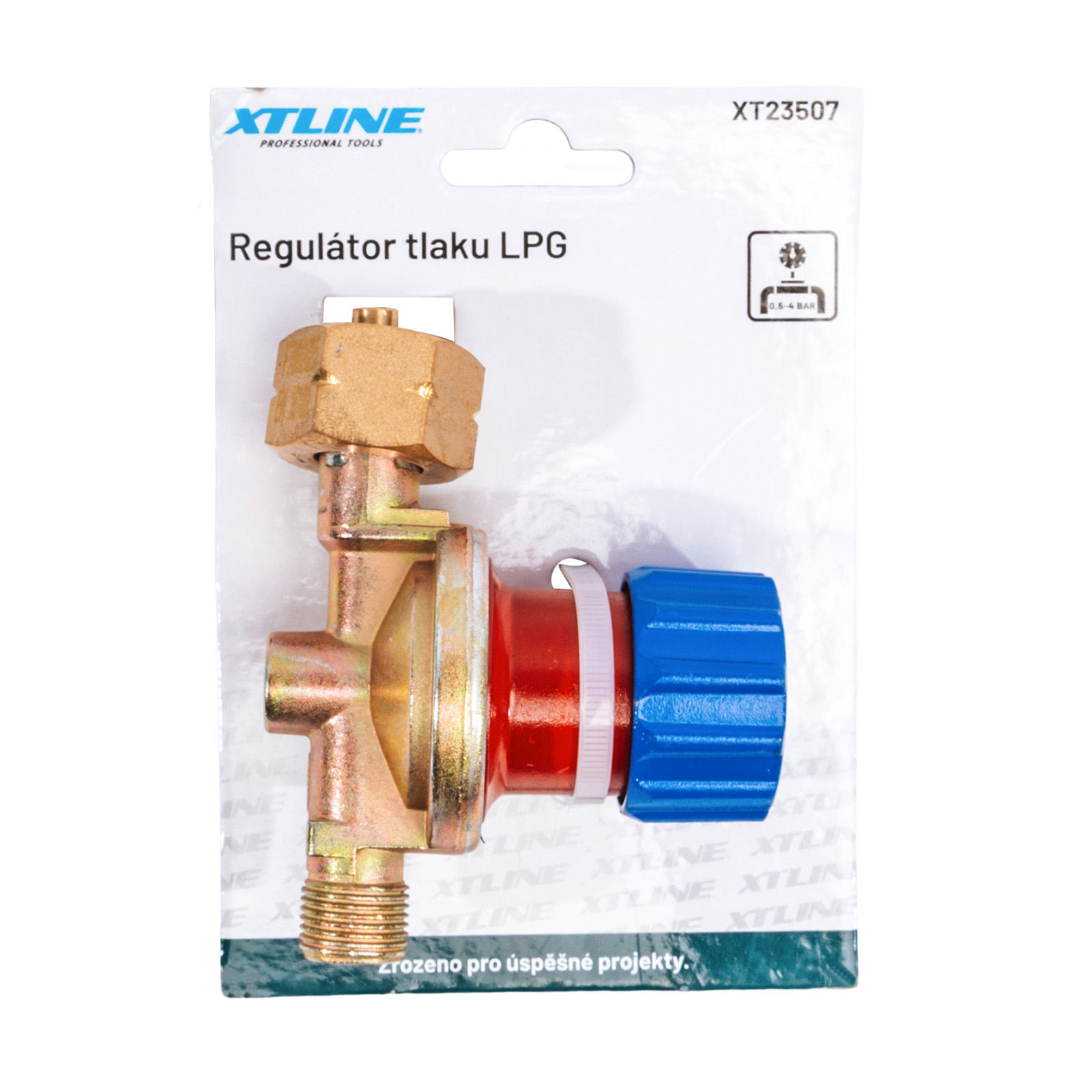 XTLINE Regulátor tlaku LPG 0,5 - 4 bar, XT23507 na propan-butan s regulací, výstup G3/8LH