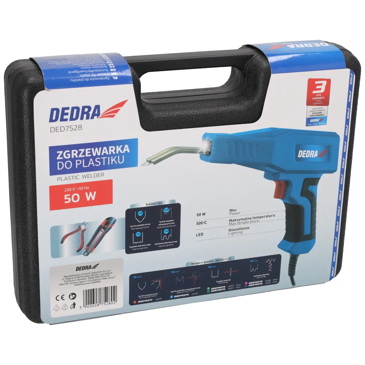 Dedra svářečka plastů 50W 500⁰C DED7528 + sponky 400 ks