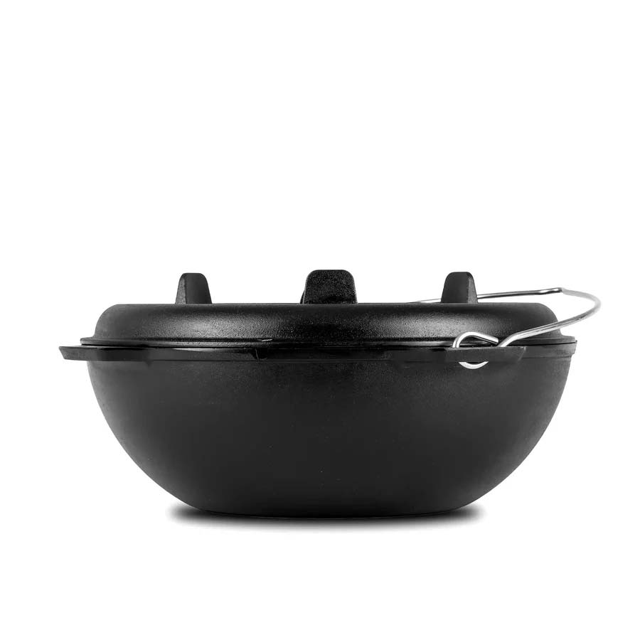 Petromax litinový kotlík, kazan 8 l, 39 cm s poklicí 700921, madlo, rovné dno