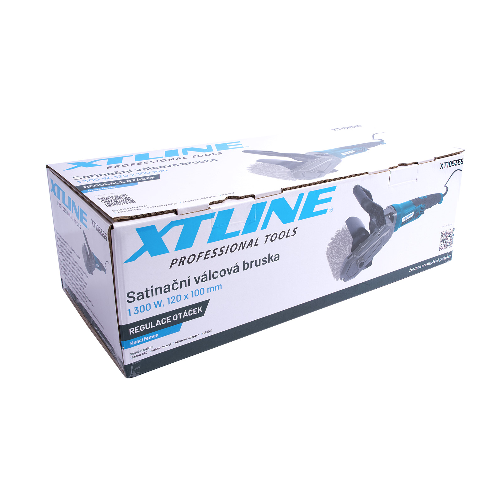 XTLINE Satinační válcová bruska 1300 W, 120x100 mm XT105355, s hnacím řemenem