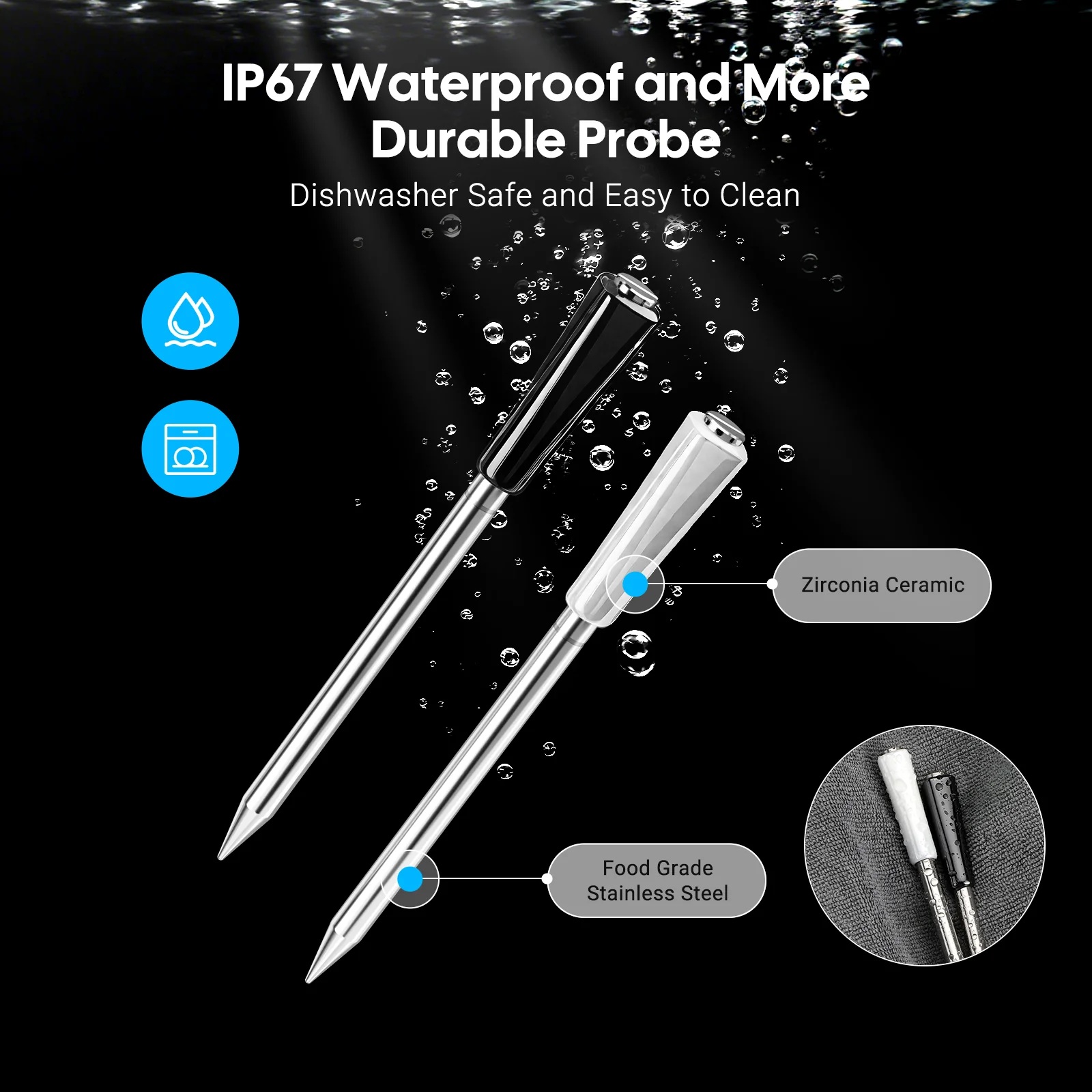 Inkbird bezdrátový teploměr na maso 2 sondy Wifi-Bluetooth 300m INT-12E-BW Multisensor