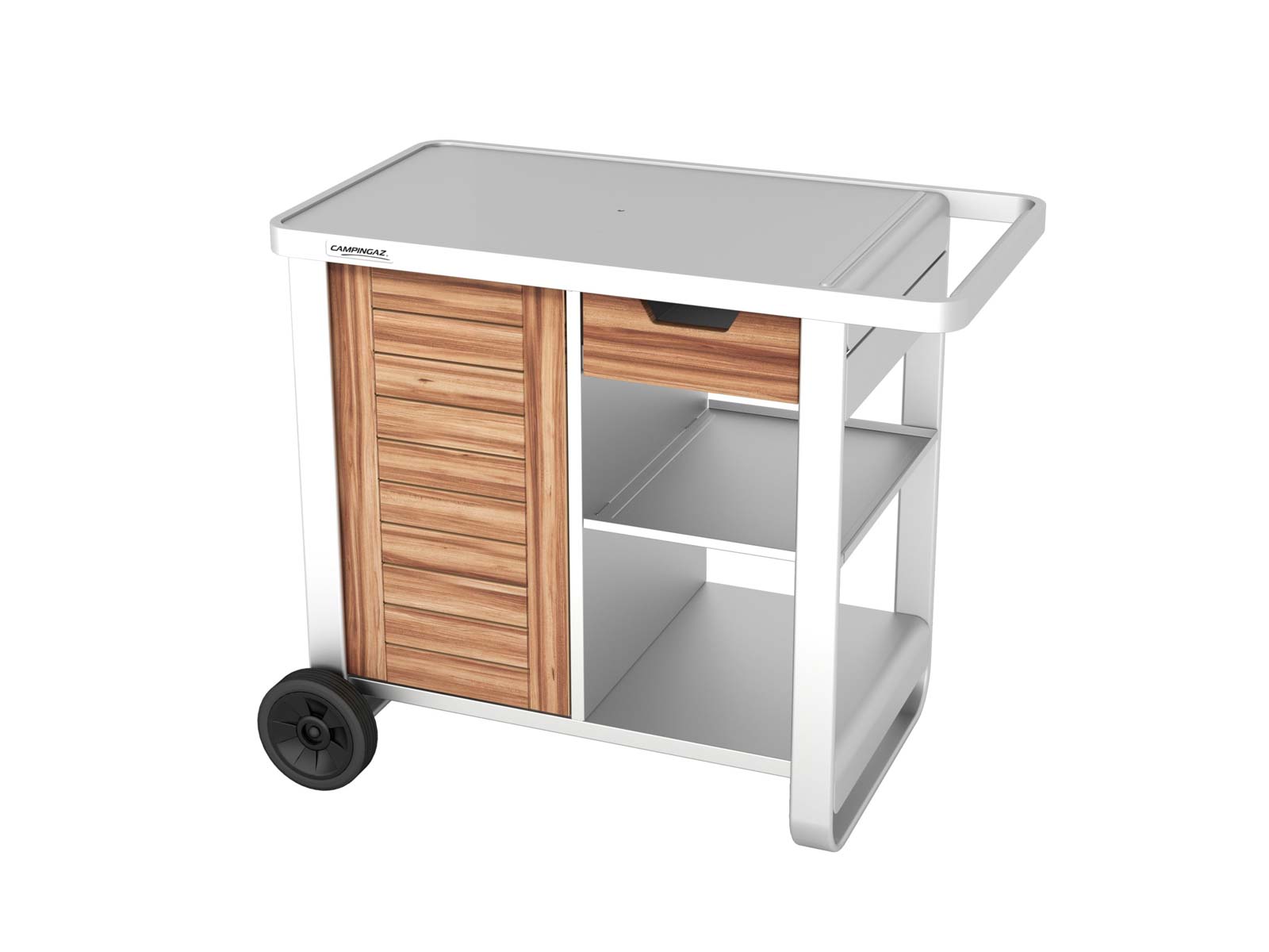 Campingaz grilovací stolek Deluxe Woody 2213919, ke grilu, pojízdný, výsuvná police, 97x63x82cm