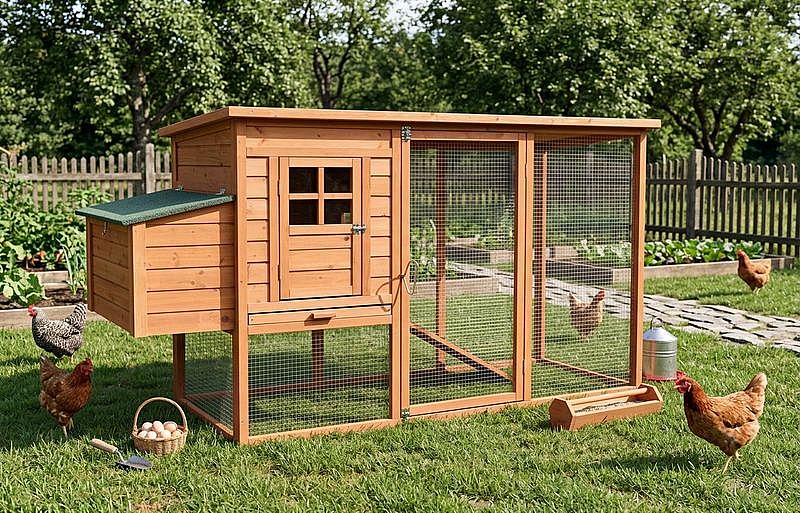 Strend Pro dřevěný kurník pro slepice 200x75,5x103cm, 2173853 pletivový výběh