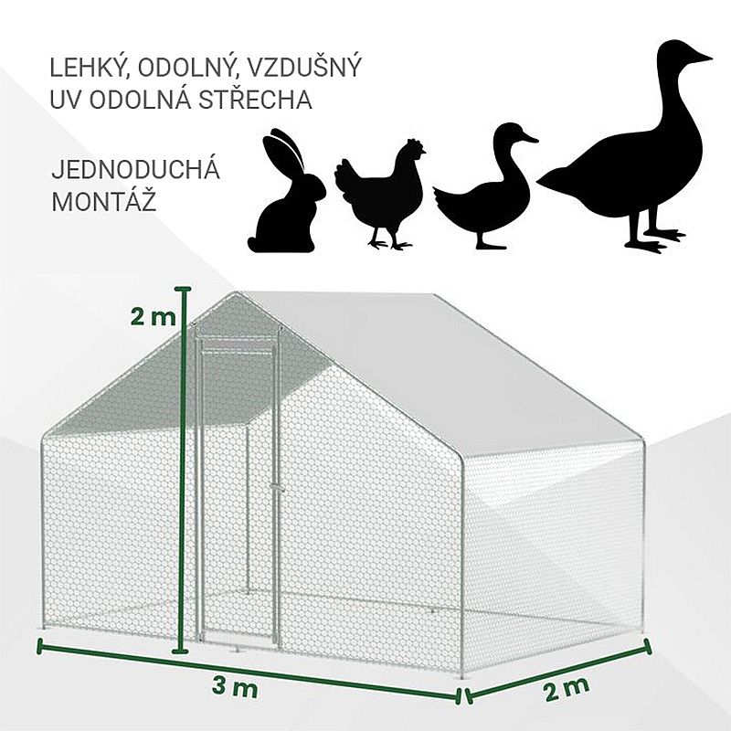 Strend Pro kurník - voliéra se střechou, 2x3x2m, 2173630, zastřešený výběh po slepice