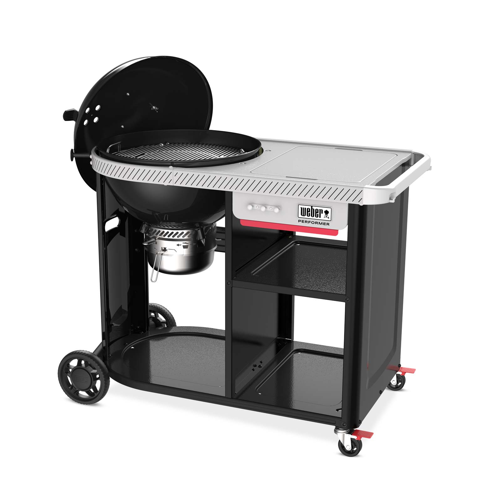 Weber Performer Premium 57 cm 1501966, kotlový gril na dřevěné uhlí, GBS, velký stolek Weber Works