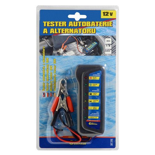 Compass Tester autobaterie a alternátoru, LED 12V, 07170