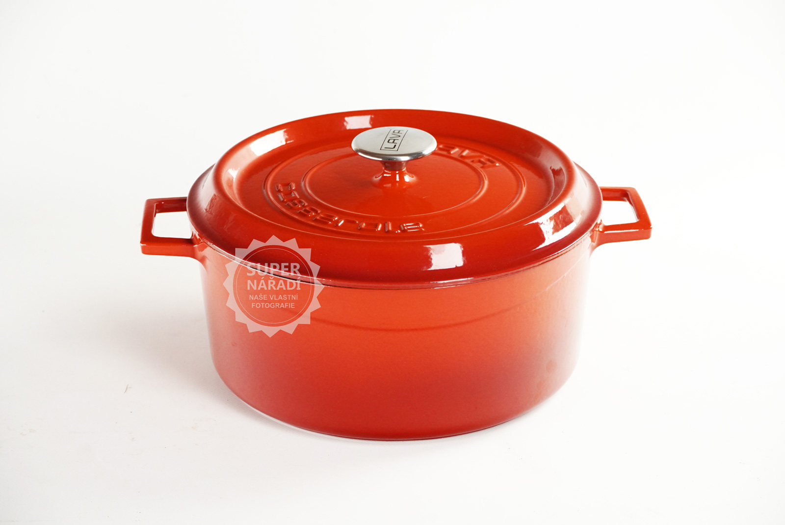 Litinový hrnec kulatý 28 cm, smaltovaný, červený LAVA Metal LVYTC28K2R
