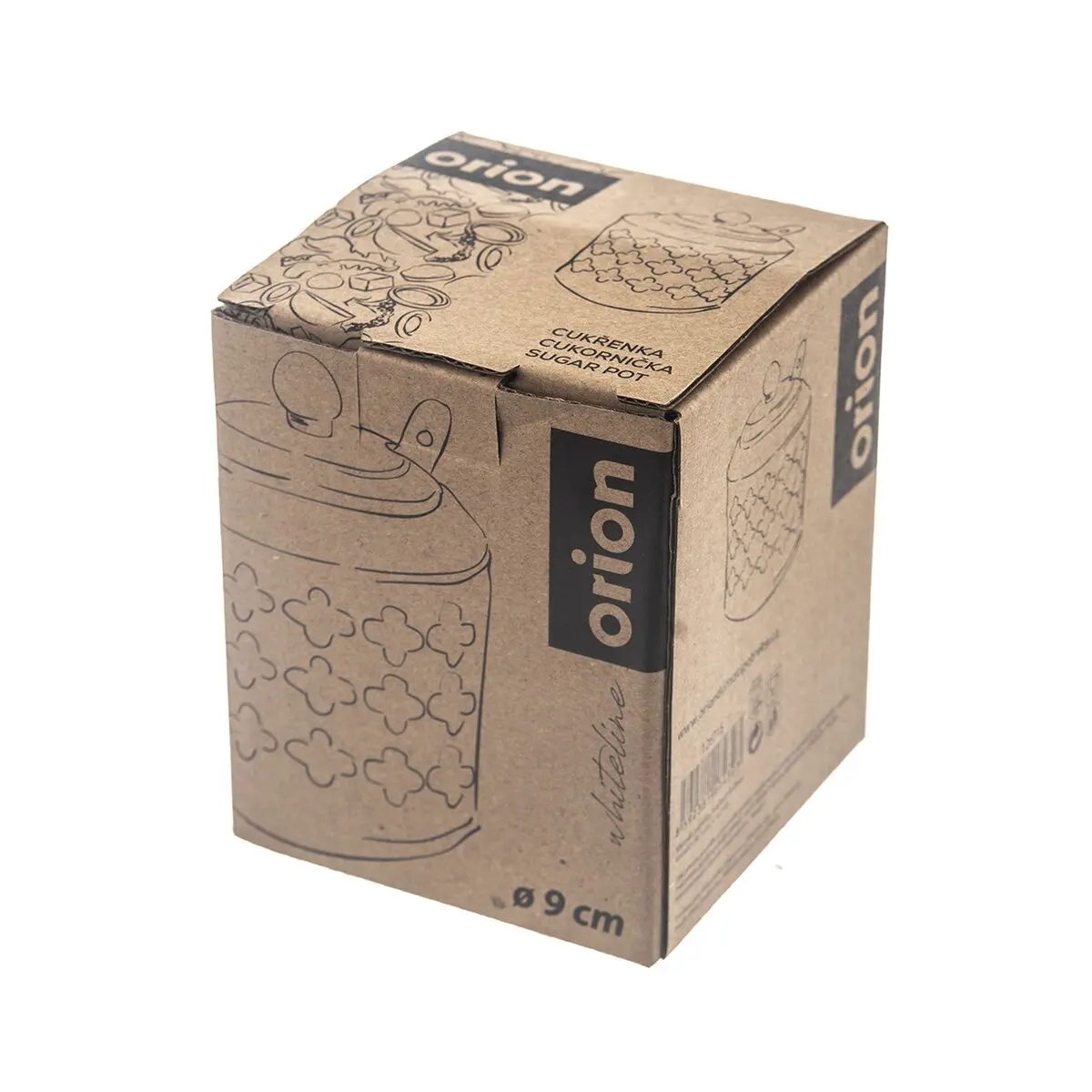 Orion porcelánová cukřenka se lžičkou Whiteline pr. 9 cm, 126715 + dřevěné víčko