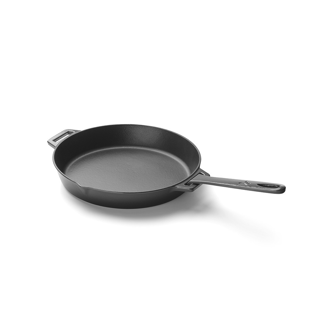 Grandpro litinová grilovací pánev 30 cm A03001003T, šedý smalt, odnímatelná rukojeť, rovné dno