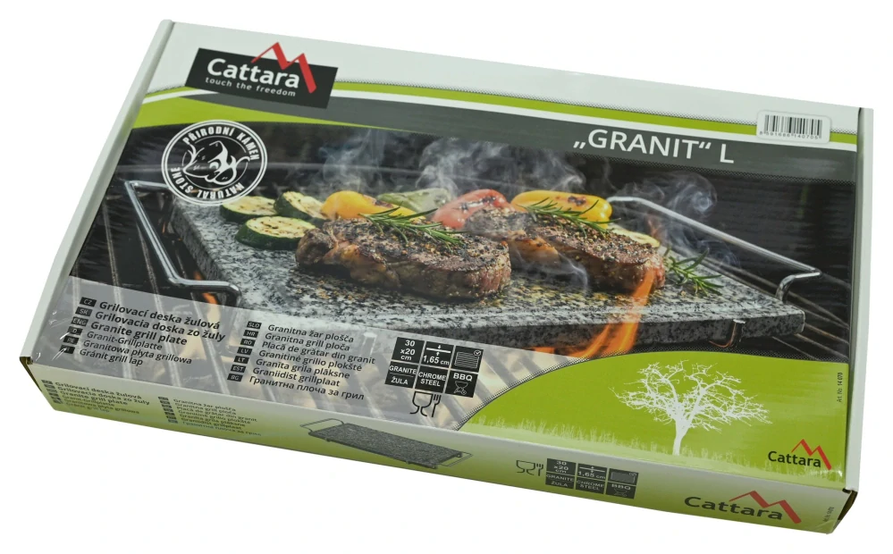 Cattara grilovací kámen Granit L s drážkou a držákem 30x20x1,65cm, 14070