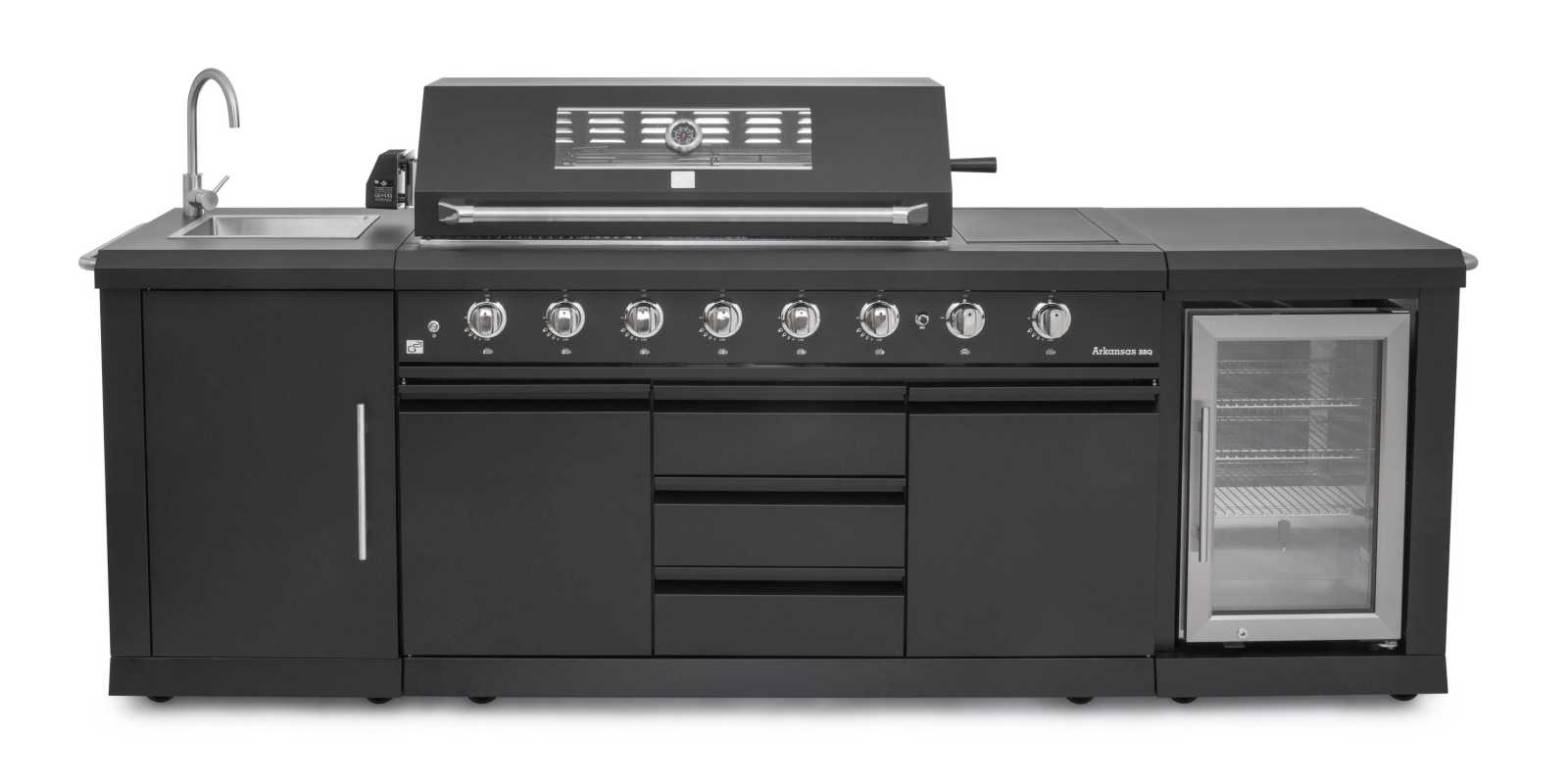 G21 Zahradní kuchyně Arkansas Black, 8 hořáků, s lednicí + obal, 63903130