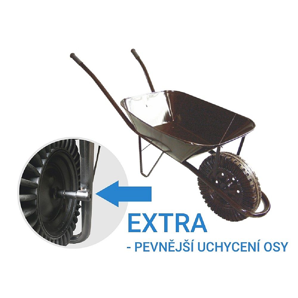 Stavební kolečko 60l, černé, kolo bantam plný, TSM 104530, pevná osa extra, plechová korba