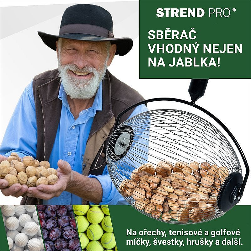 Strend Pro OD-50206 sběrač na ořechy a ovoce s teleskopickou ALU násadou 80-120 cm, 211970